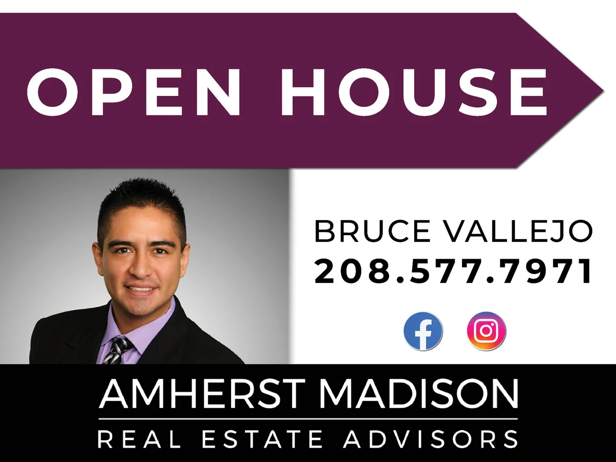 Bruce Vallejo branded open house directional sign design